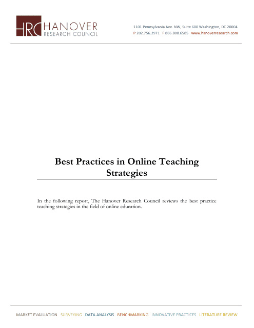 Best Practices in Online Teaching Strategies - Hanover Research Council Documents