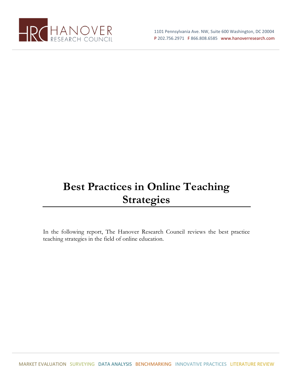 Pennsylvania Best Practices in Online Teaching Strategies - the Hanover ...