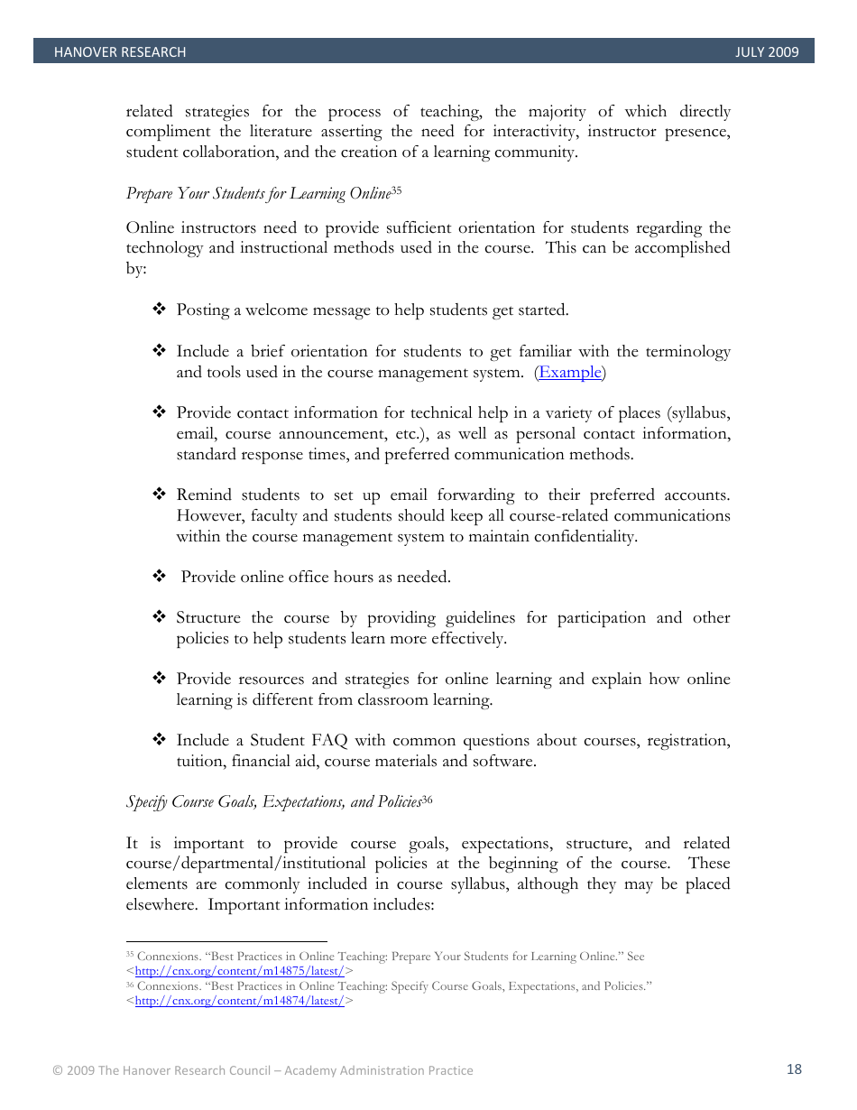 Best Practices in Online Teaching Strategies - the Hanover Research Council - Pennsylvania, Page 18