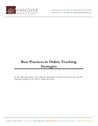 Best Practices in Online Teaching Strategies - the Hanover Research Council - Pennsylvania