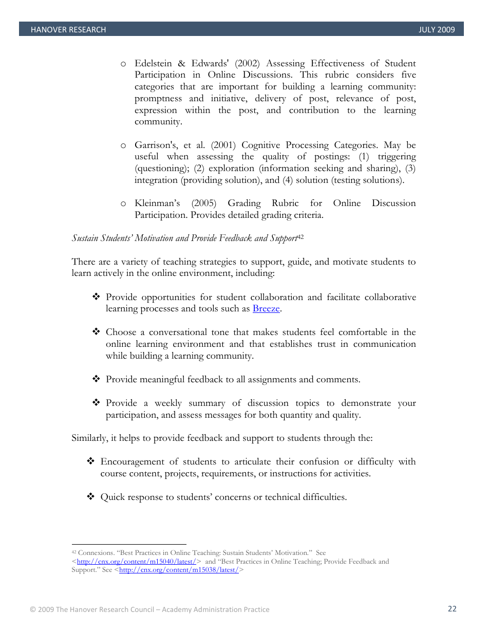Best Practices in Online Teaching Strategies - the Hanover Research Council - Pennsylvania, Page 22