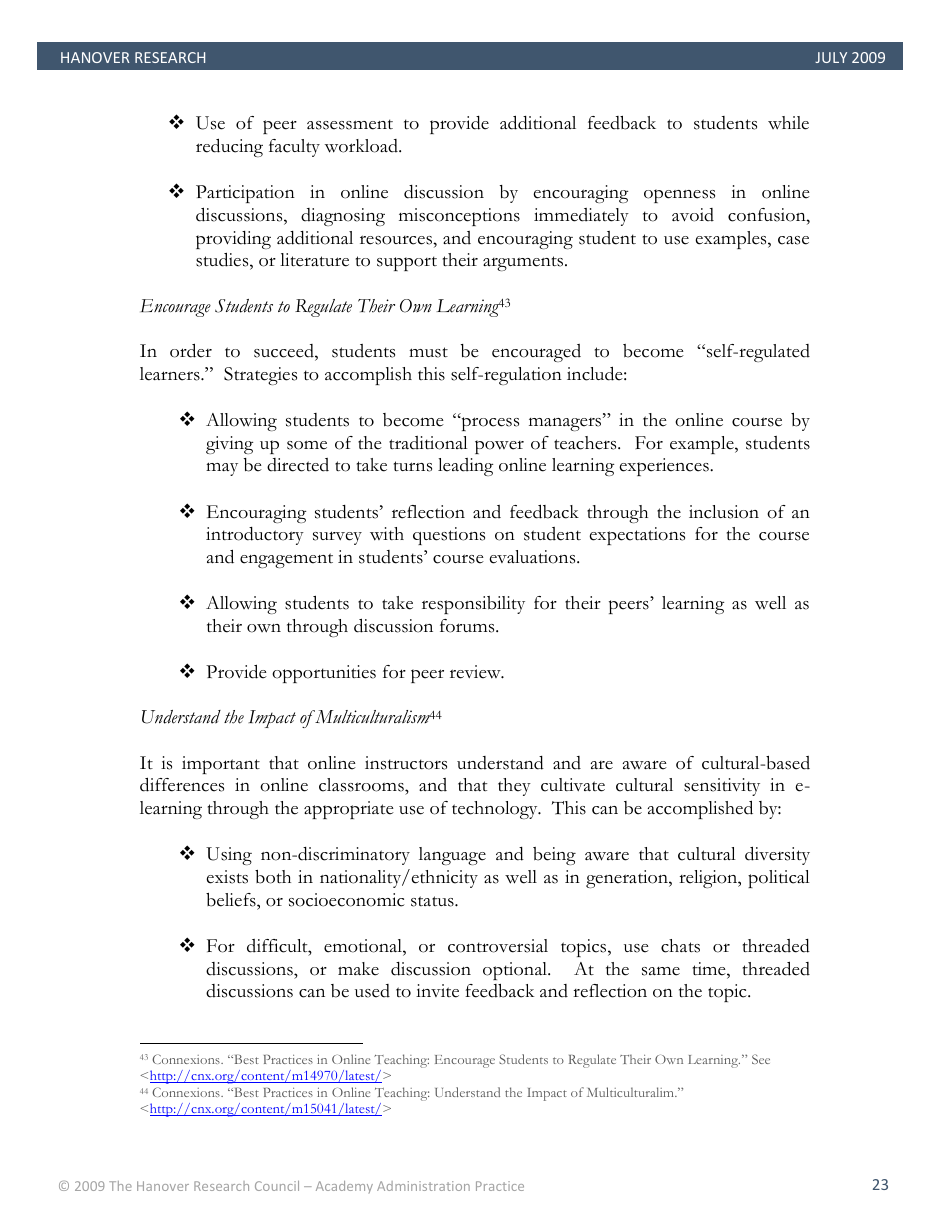 Best Practices in Online Teaching Strategies - the Hanover Research Council - Pennsylvania, Page 23