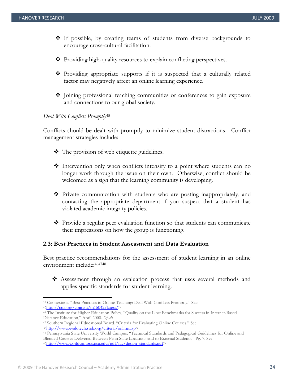 Best Practices in Online Teaching Strategies - the Hanover Research Council - Pennsylvania, Page 24