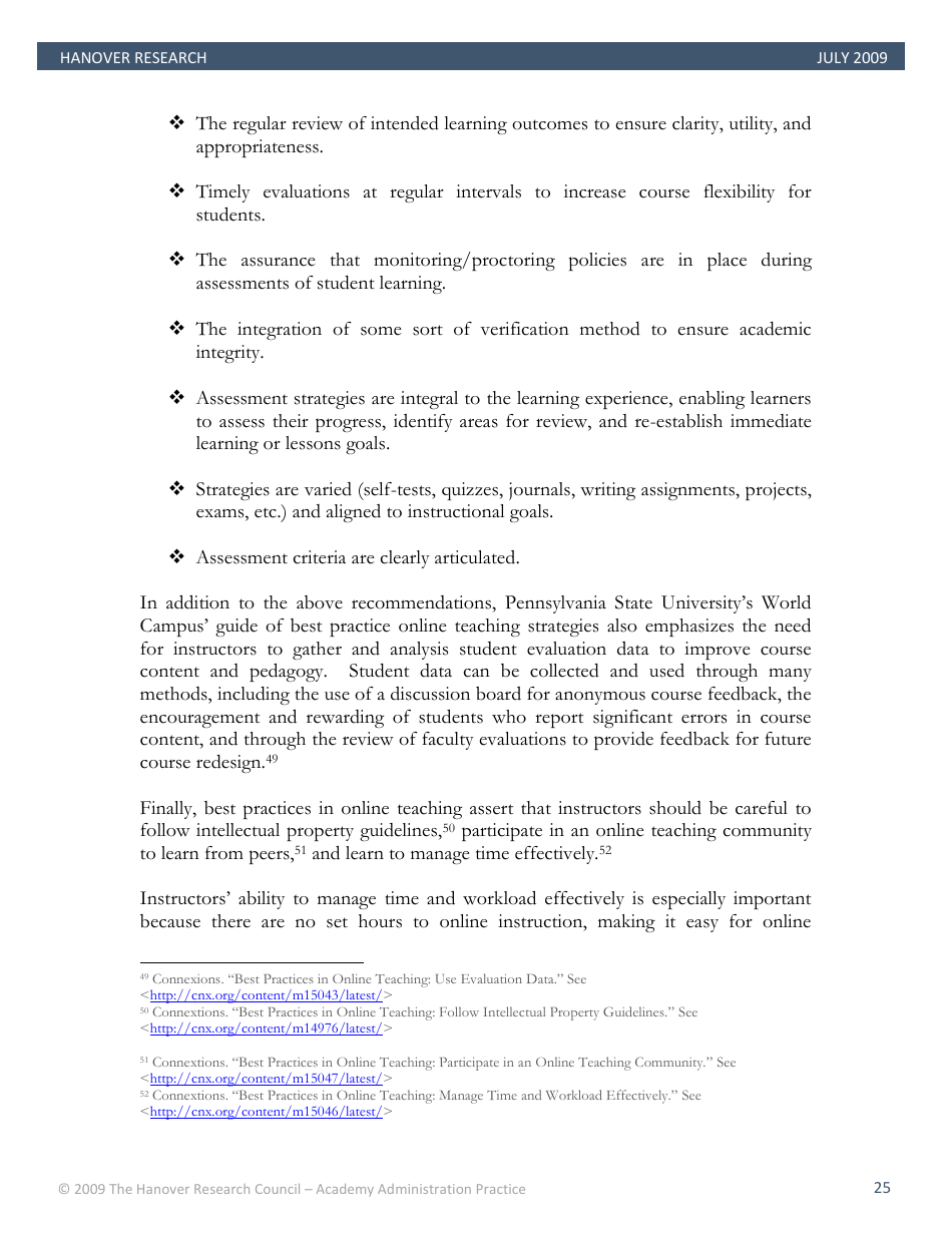 Best Practices in Online Teaching Strategies - the Hanover Research Council - Pennsylvania, Page 25