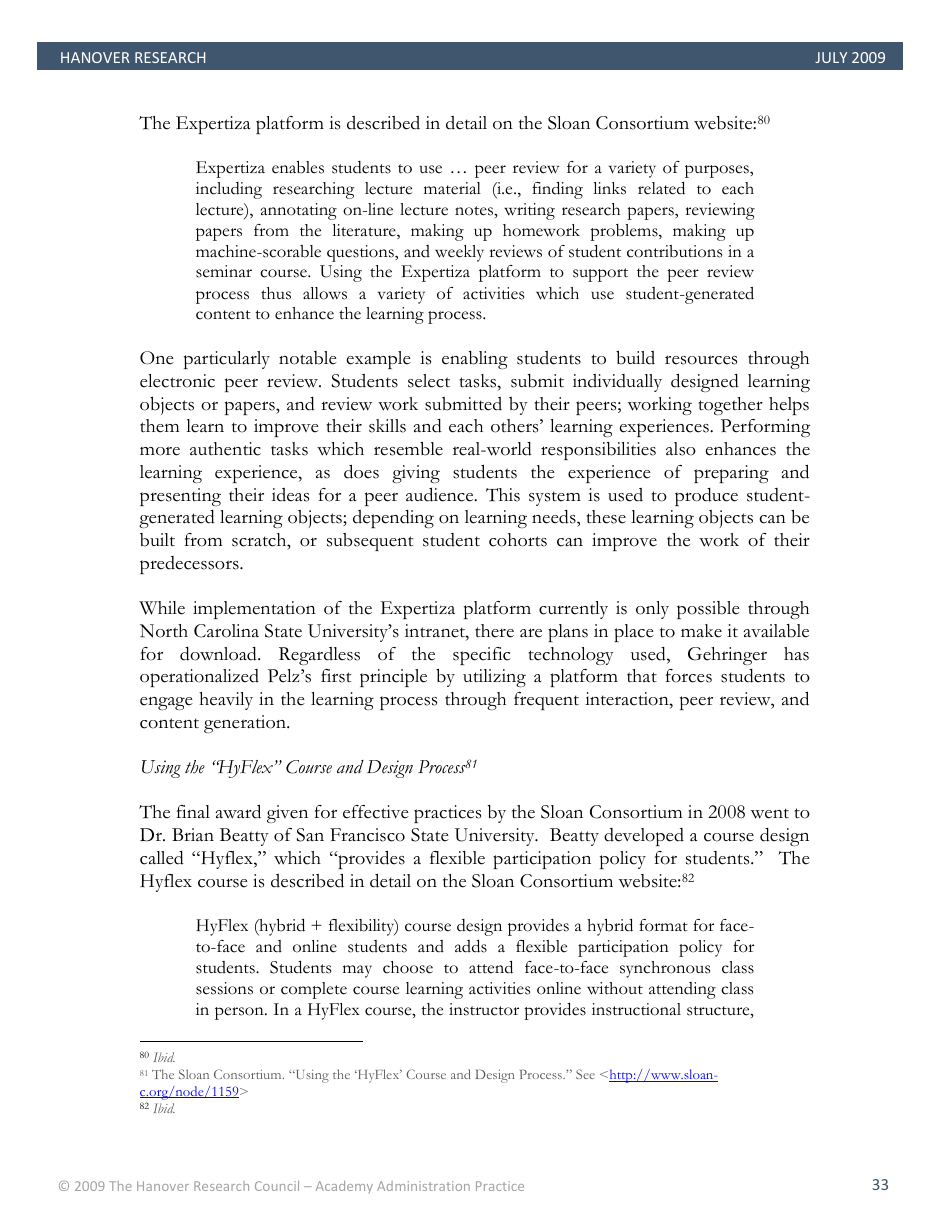 Best Practices in Online Teaching Strategies - the Hanover Research Council - Pennsylvania, Page 33