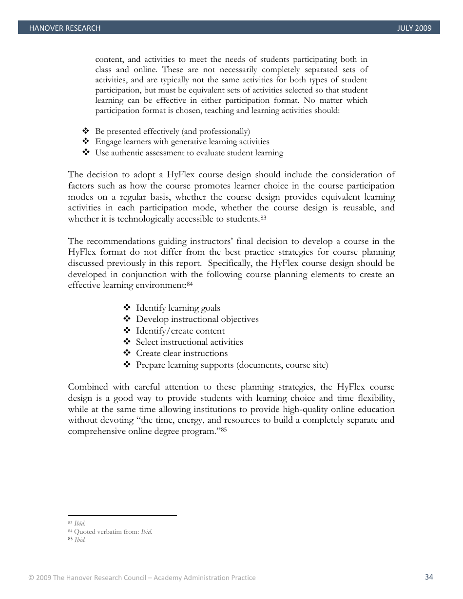 Best Practices in Online Teaching Strategies - the Hanover Research Council - Pennsylvania, Page 34