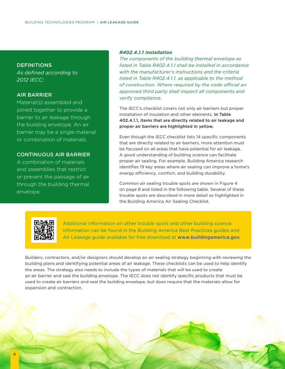Building Energy Code Resource Guide: Air Leakage Guide - Building Technologies Program, Page 12