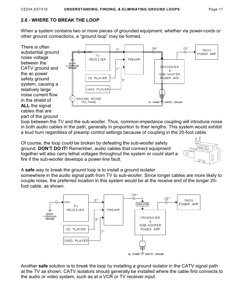 Understanding, Finding,  Eliminating Ground Loops - Bill Whitlock, Page 17
