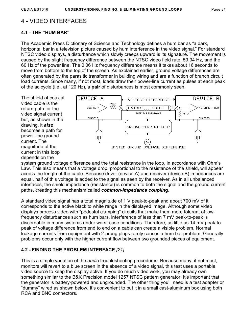 Understanding, Finding,  Eliminating Ground Loops - Bill Whitlock, Page 31