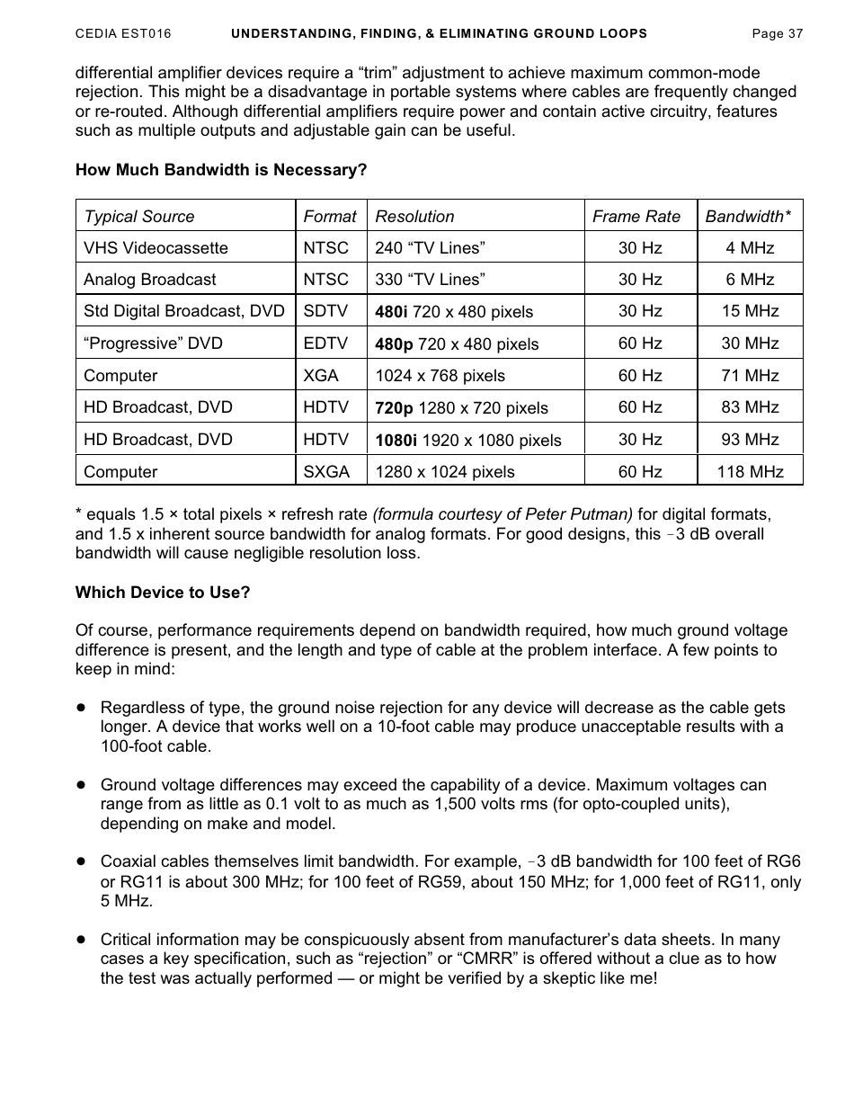 Understanding, Finding,  Eliminating Ground Loops - Bill Whitlock, Page 37