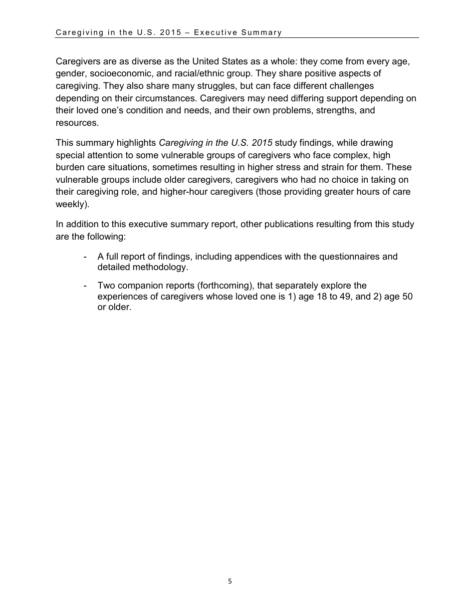 Caregiving in the U.S. 2015 - Executive Summary, Page 6