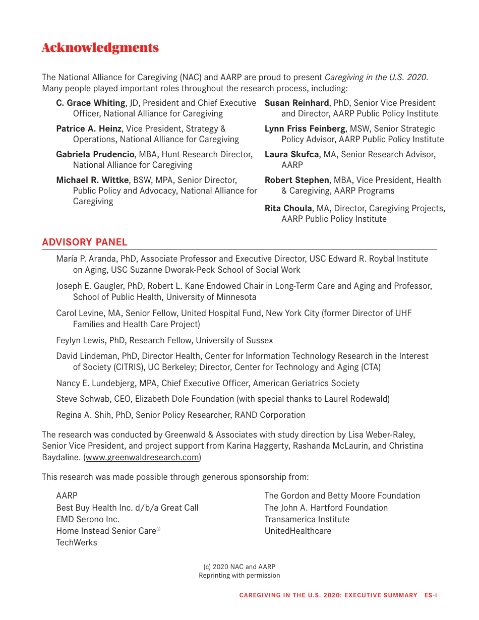 Caregiving in the U.S. 2020 - Executive Summary, Page 3