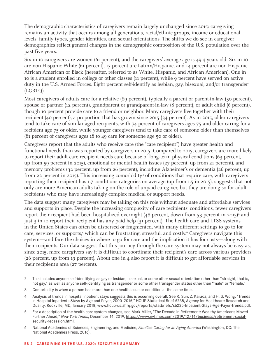 Caregiving in the U.S. 2020 - Executive Summary, Page 6