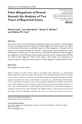 Document preview: False Allegations of Sexual Assualt: an Analysis of Ten Years of Reported Cases - David Lisak, Lori Gardinier, Sarah C. Nicksa, Ashley M. Cote, 2010