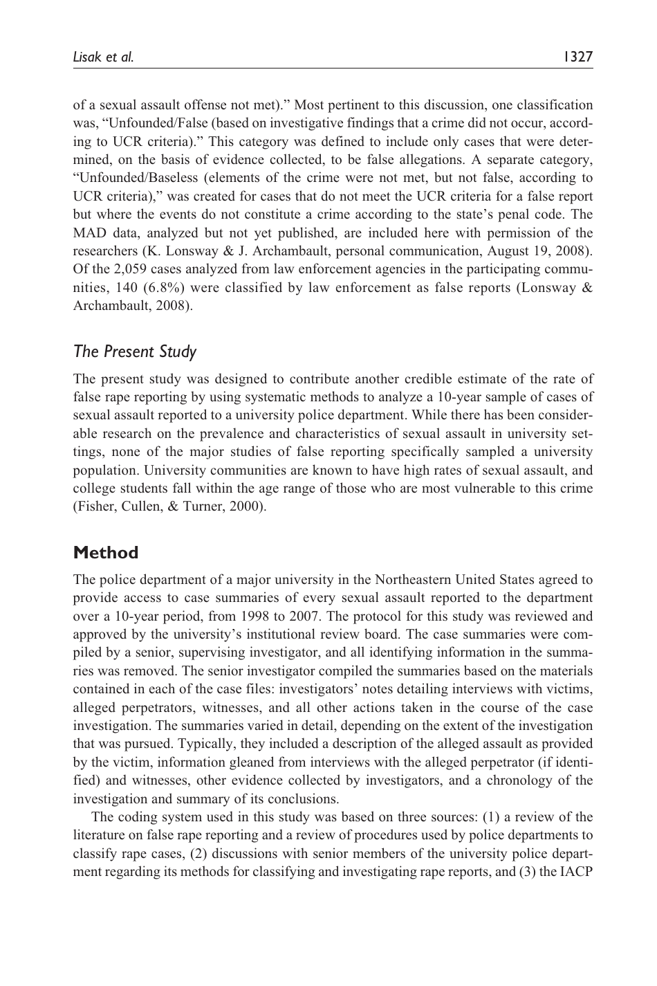 False Allegations of Sexual Assualt: an Analysis of Ten Years of Reported Cases - David Lisak, Lori Gardinier, Sarah C. Nicksa, Ashley M. Cote, Page 10