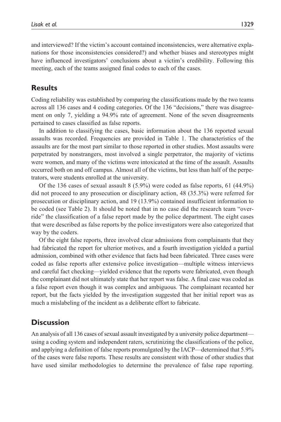 False Allegations of Sexual Assualt: an Analysis of Ten Years of Reported Cases - David Lisak, Lori Gardinier, Sarah C. Nicksa, Ashley M. Cote, Page 12