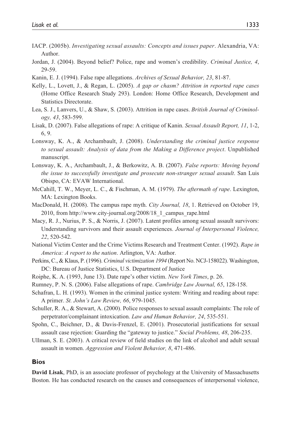 2010 False Allegations of Sexual Assualt: an Analysis of Ten Years of ...