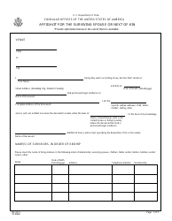Document preview: Form DS-5511 Affidavit for the Surviving Spouse or Next of Kin