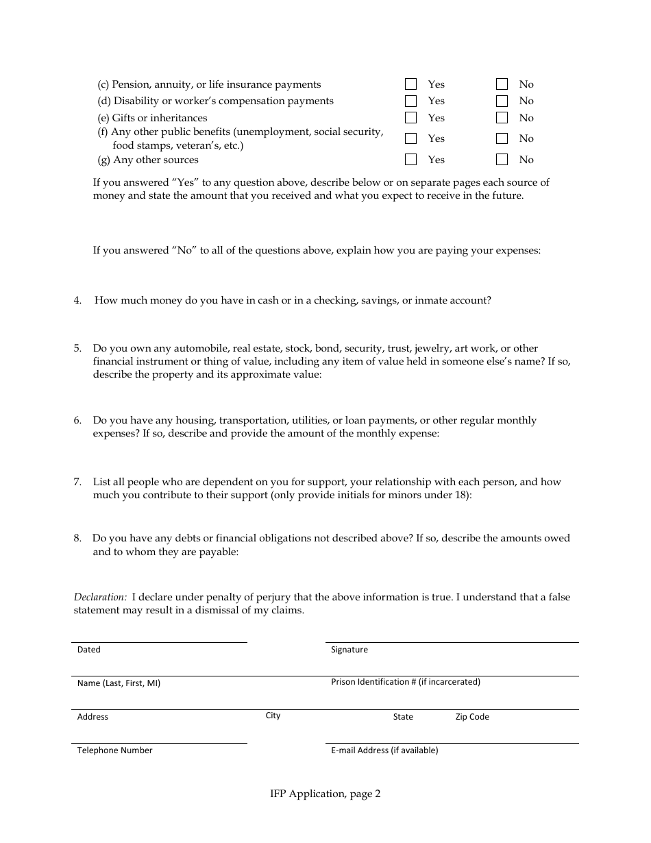 Application to Proceed Without Prepaying Fees or Costs - New York, Page 2