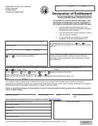 Document preview: Form F242-420-000 Declaration of Entitlement for Surviving Spouse or Registered Domestic Partners Benefits Under Industrial Insurance - Washington