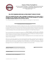 Document preview: Real Estate Commission Irrevocable Uniform Consent to Service of Process - New Hampshire