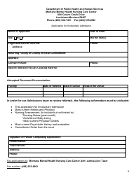 Application for Involuntary Admission - Montana, Page 2