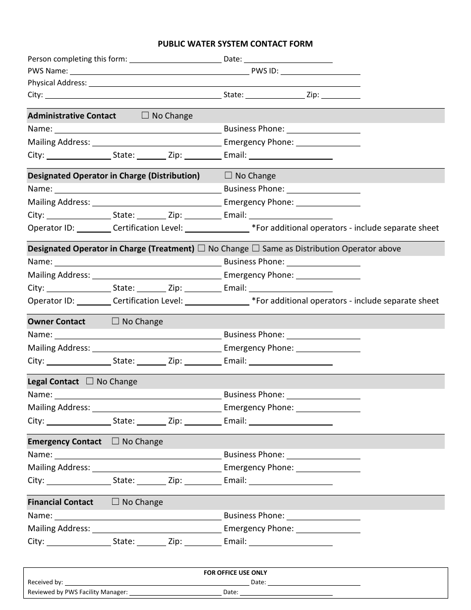 Public Water System Contact Form - Nevada, Page 2