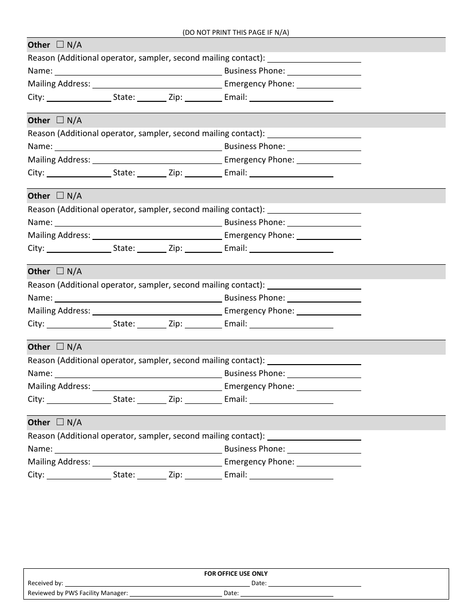 Public Water System Contact Form - Nevada, Page 3
