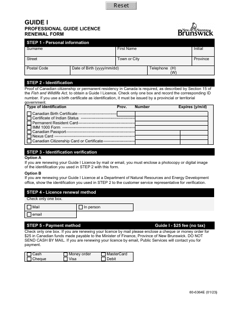 Form 60-6364E  Printable Pdf