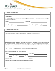 Rabies Sample Submission Form - New Brunswick, Canada, Page 3
