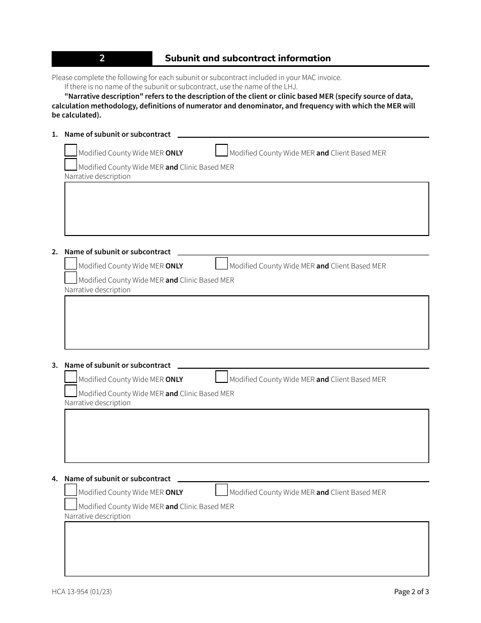 Form Hca13 954 Download Fillable Pdf Or Fill Online Medicaid Administrative Claiming Local