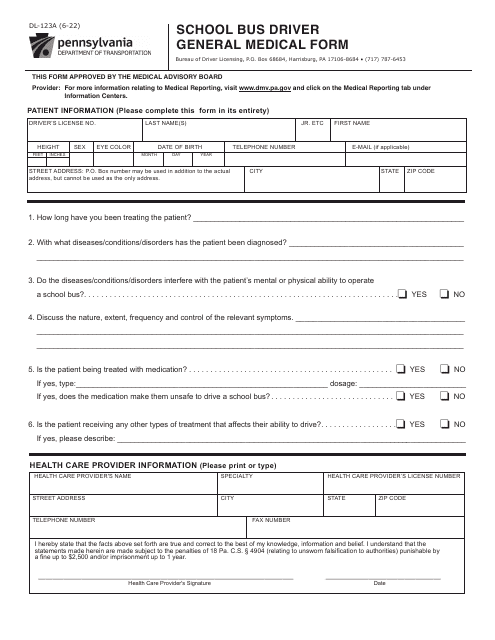 Form DL-123A  Printable Pdf