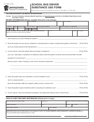 Document preview: Form DL-128A School Bus Driver Substance Use Form - Pennsylvania