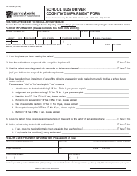 Document preview: Form DL-131SB School Bus Driver Cognitive Impairment Form - Pennsylvania