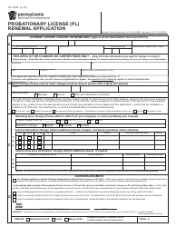 Form DL-143PL Probationary License (Pl) Renewal Application - Pennsylvania