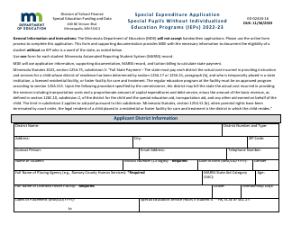 Document preview: Form ED-02434-16 Special Expenditure Application - Special Pupils Without Individualized Education Programs (Ieps ) - Minnesota