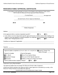 Document preview: Form RFA05A Resource Family Approval Certificate - California