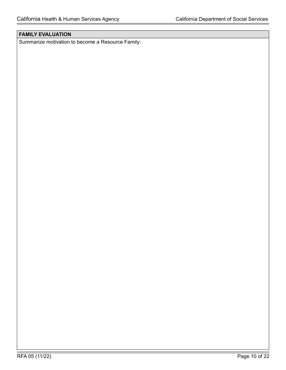 Form RFA05 Resource Family Approval - Written Report - California, Page 10