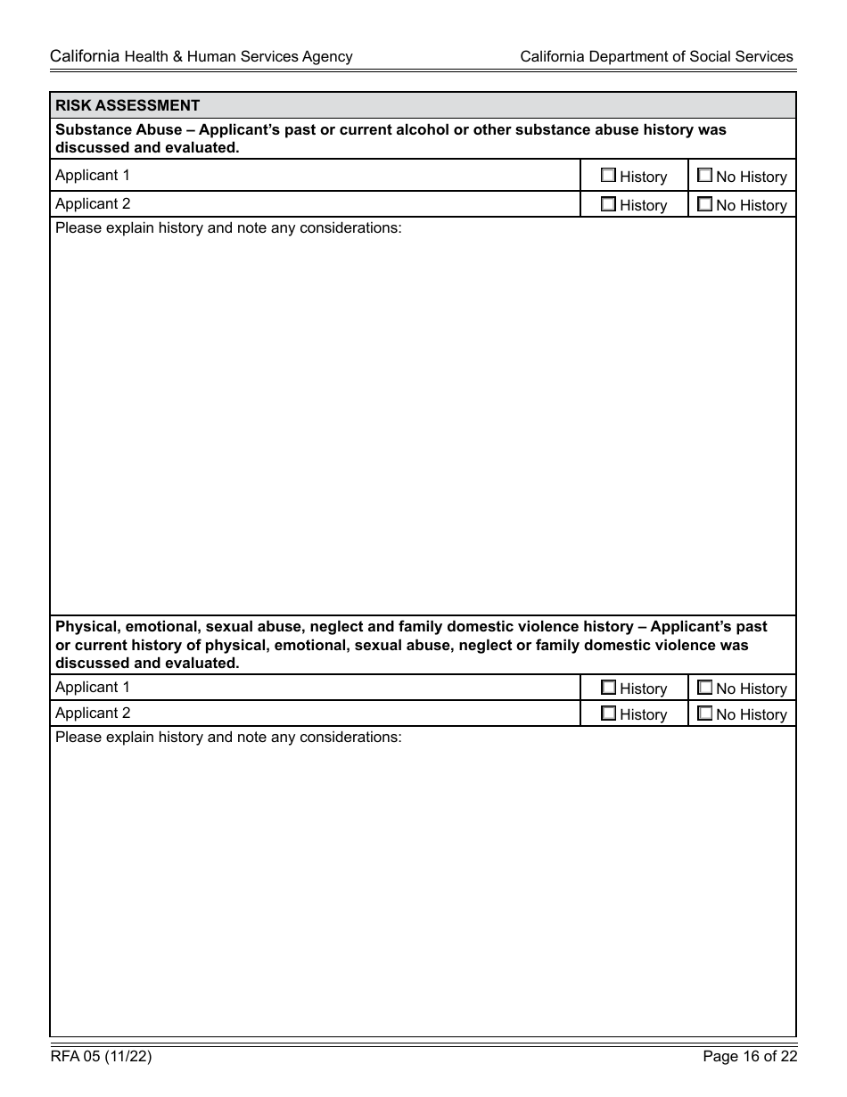 Form RFA05 Resource Family Approval - Written Report - California, Page 16