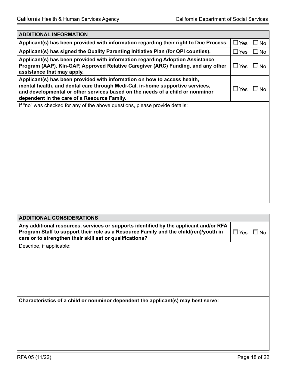 Form RFA05 Resource Family Approval - Written Report - California, Page 18