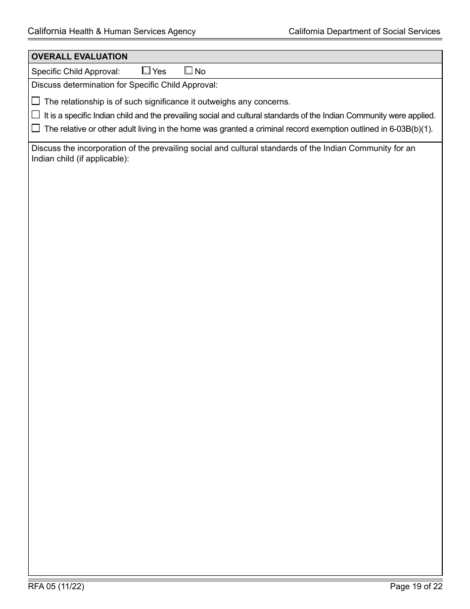 Form RFA05 Resource Family Approval - Written Report - California, Page 19