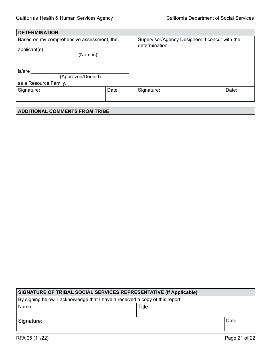 Form RFA05 Resource Family Approval - Written Report - California, Page 21
