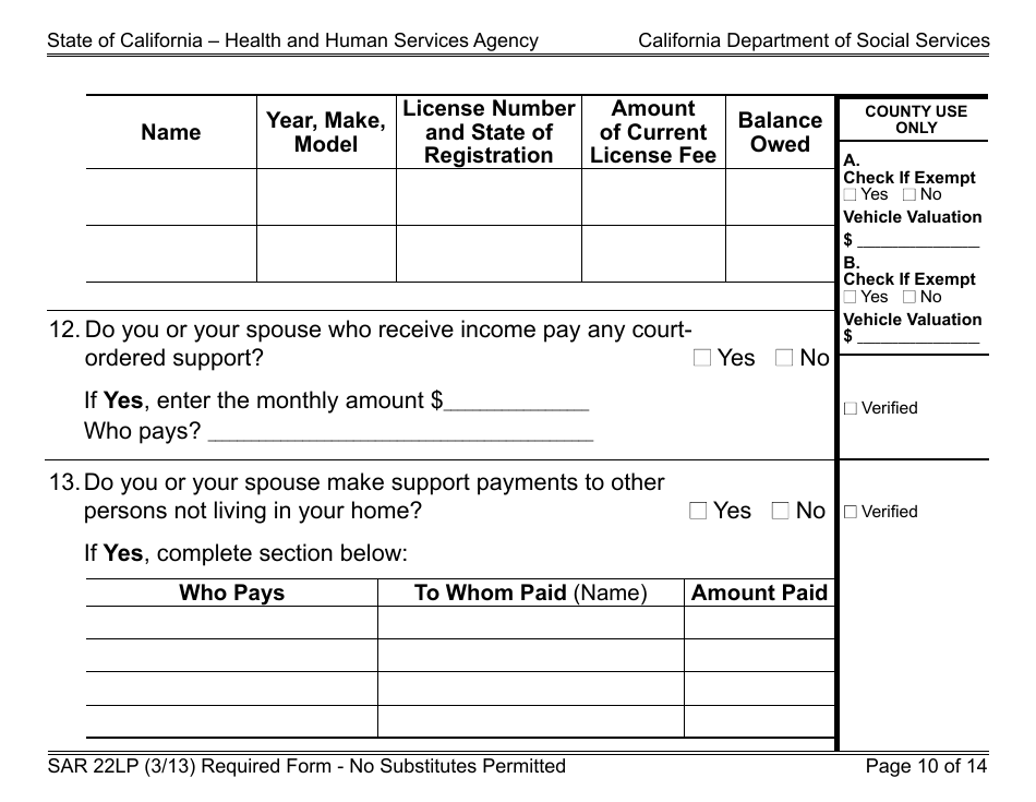 Form SAR22LP Sponsored Noncitizens Applying for or Receiving Cash Aid and / or CalFresh - Large Print - California, Page 10