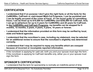 Form SAR22LP Sponsored Noncitizens Applying for or Receiving Cash Aid and/or CalFresh - Large Print - California, Page 12