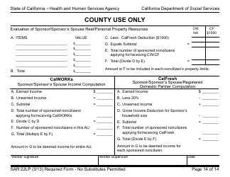 Form SAR22LP Sponsored Noncitizens Applying for or Receiving Cash Aid and/or CalFresh - Large Print - California, Page 14