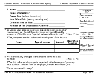 Form SAR22LP Sponsored Noncitizens Applying for or Receiving Cash Aid and/or CalFresh - Large Print - California, Page 7