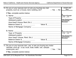 Form SAR22LP Sponsored Noncitizens Applying for or Receiving Cash Aid and/or CalFresh - Large Print - California, Page 9