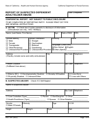 Document preview: Form SOC341 Report of Suspected Dependent Adult/Elder Abuse - California