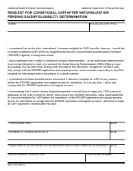 Document preview: Form SOC830 Request for Conditional Capi After Naturalization Pending Ssi/SSP Eligibility Determination - California