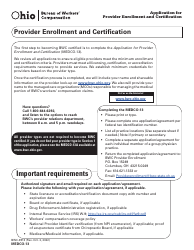 Form MEDCO-13 (BWC-3913) Application for Provider Enrollment and Certification - Ohio